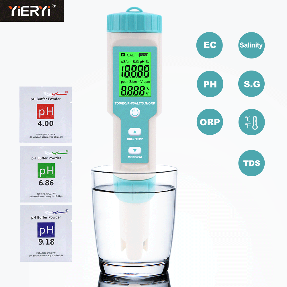 Ph Meter Digital Water Tester - Nowy 7 w 1 PH/TDS/EC/ORP/zasolenie/S. G/miernik