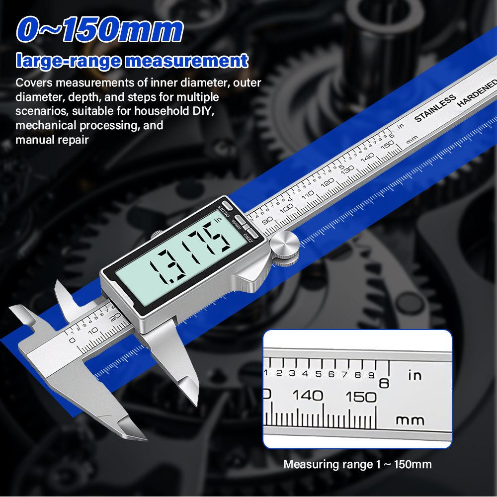 Digital Caliper 150Mm Stainless Steel - Nowy 150mm 6-calowy cyfrowy suwmiarka ze